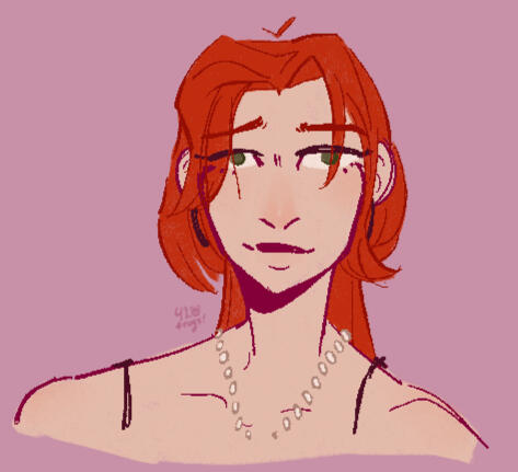 Example of a flat colored bust sketch (attack on mibaho on Art Fight)